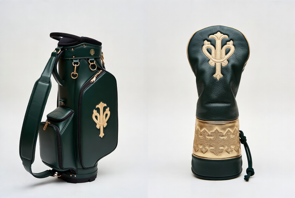 Custom golf bags vs custom headcovers ROI comparison for pro shops - side by side dark green and gold