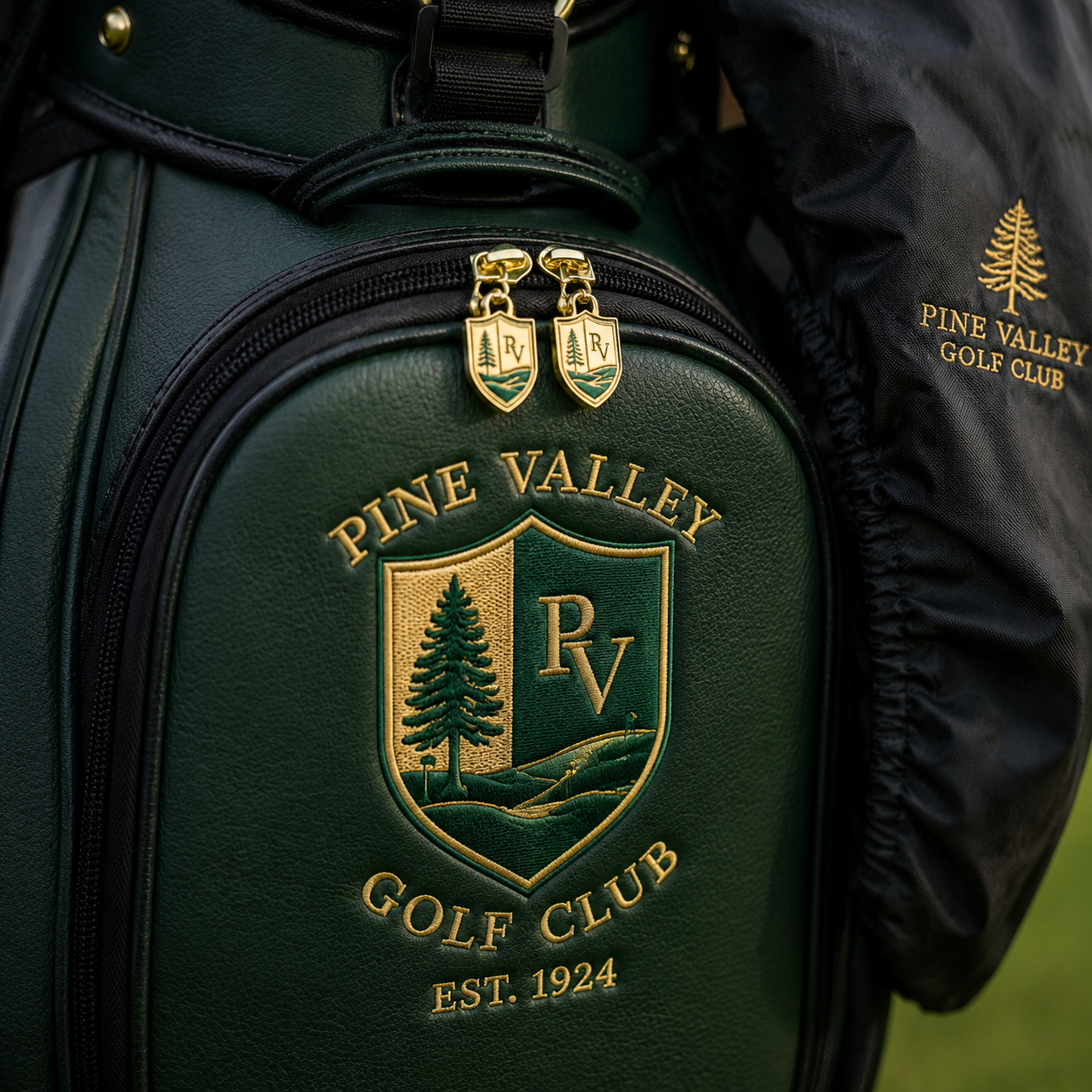 Custom golf bag detail and branding