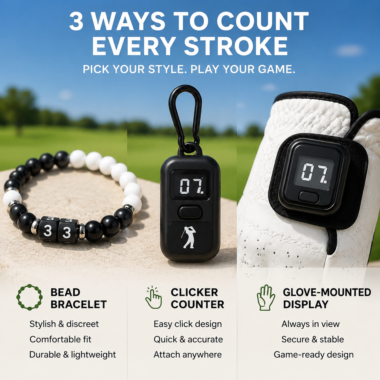 comparison of golf stroke counter types bead clicker and digital