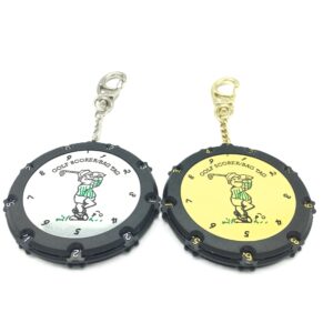 Round golf stroke counter with silver and gold face options