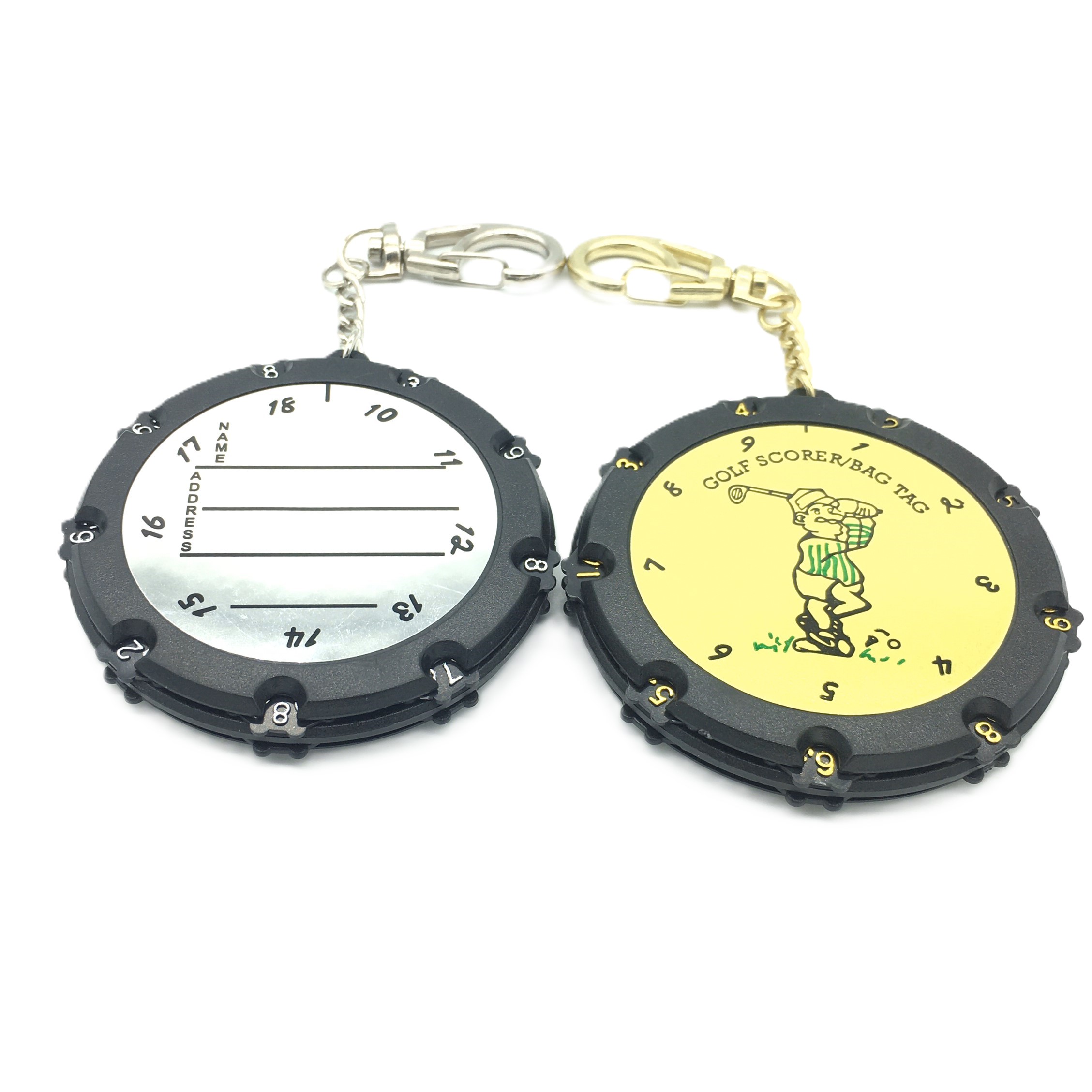 Silver and gold round golf stroke counter options