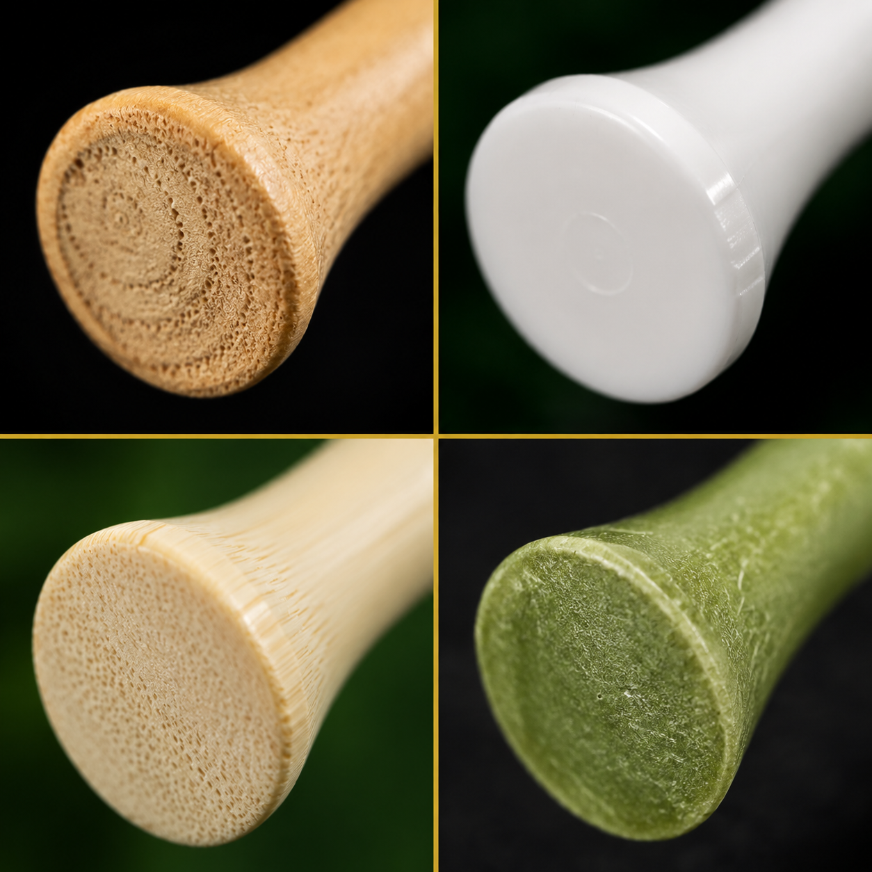 Golf Tee Materials Comparison Wood Plastic Bamboo