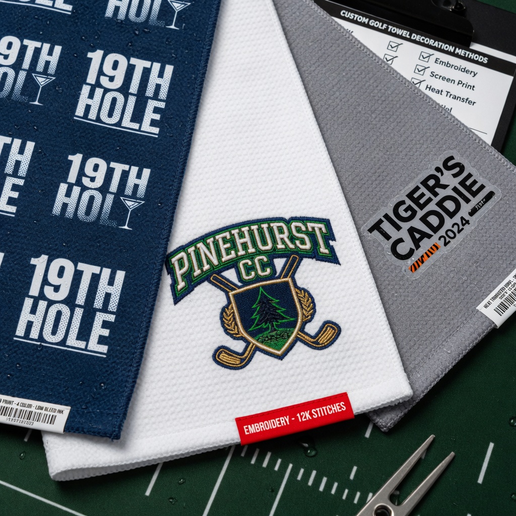 Golf Towel Decoration Methods Embroidery Print
