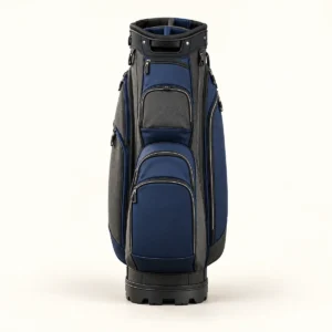Unbranded navy and charcoal custom golf cart bag shown in a clean product view