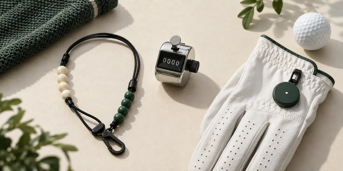 Golf Stroke Counters Compared: Bead Bracelet vs Clicker vs Glove Attach (2026 Guide) AI-generated bead, mechanical tally and glove-mounted counter concepts