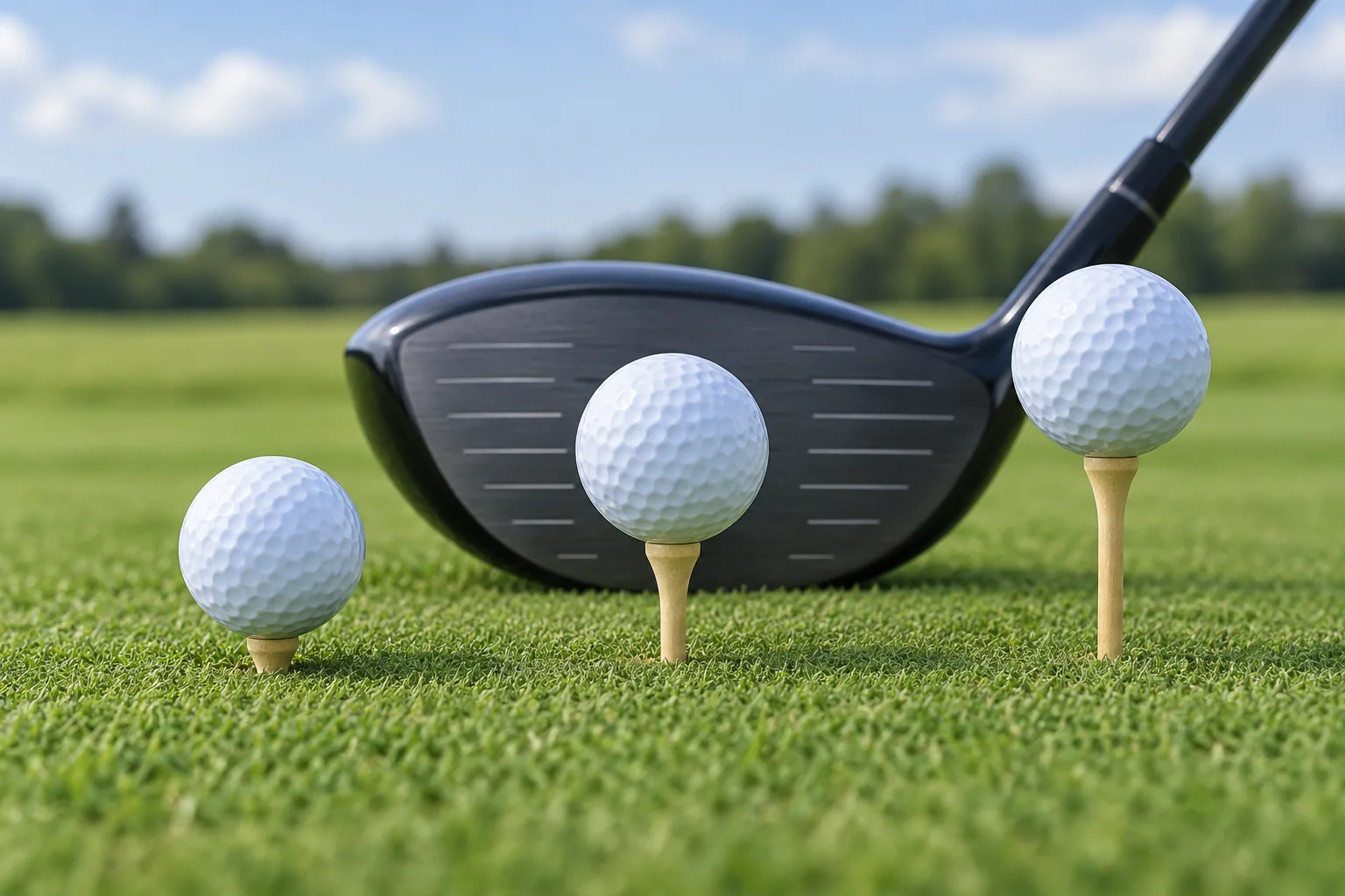 How High to Tee Up a Driver: Setup, Strike and Tee Guide Low, standard and high golf tee setups compared beside a driver clubface