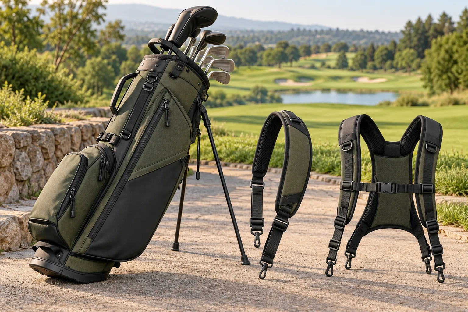 Golf Bag Strap: Single vs Double, Fit and Construction Guide Unbranded stand golf bag with single and dual shoulder strap options