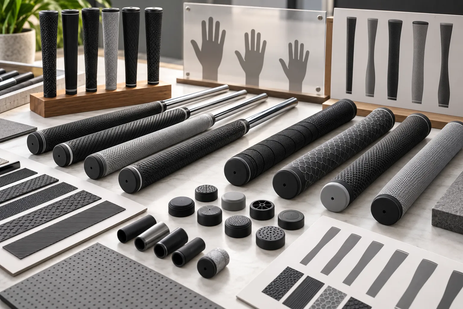 Overlap vs Interlock Golf Grip: Fit, Feel and Grip Selection Golf grip size, taper and texture samples for hand-fit review