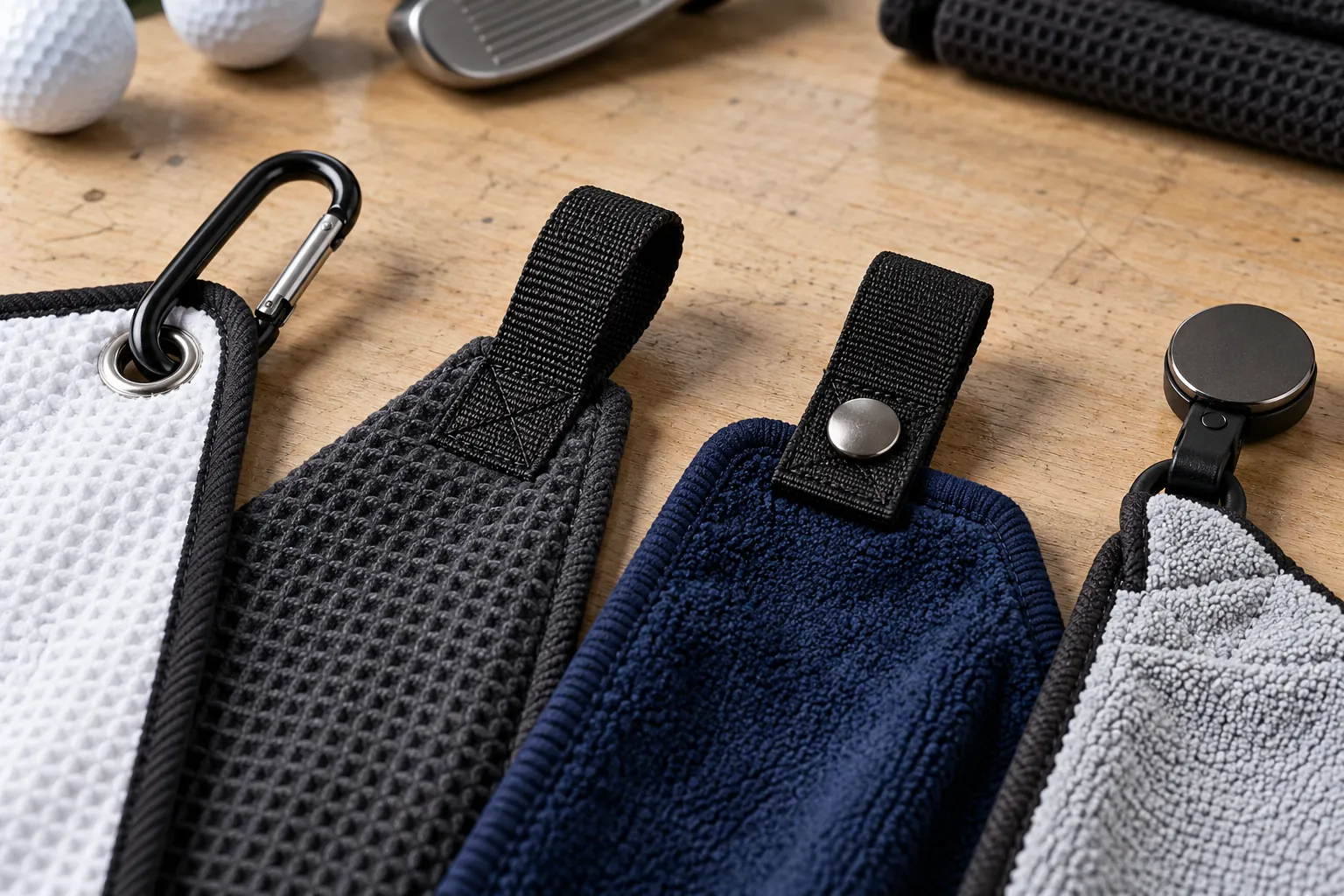 passen golf towel attachments Golf towel grommet, carabiner, loop, snap strap and magnetic attachments