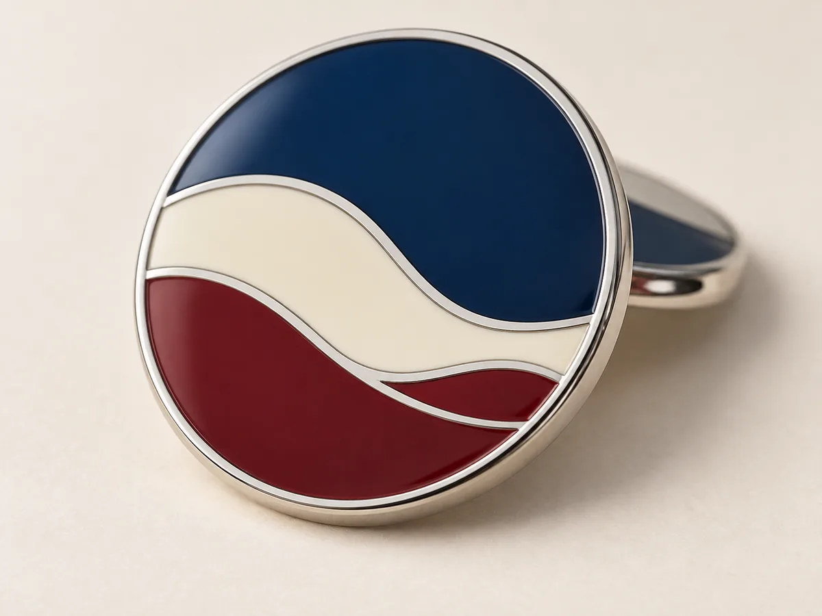 Custom Golf Ball Markers | OEM Manufacturer | PassenGolf Close-up of a polished hard enamel golf ball marker with a smooth flush surface