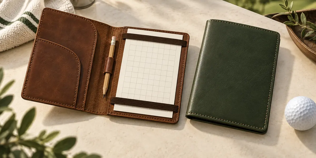 Custom Leather Golf Scorecard Holders: Sourcing and Branding Guide AI-generated golf scorecard holder fit and material concepts